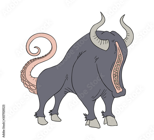 imaginative monster bull illustration
