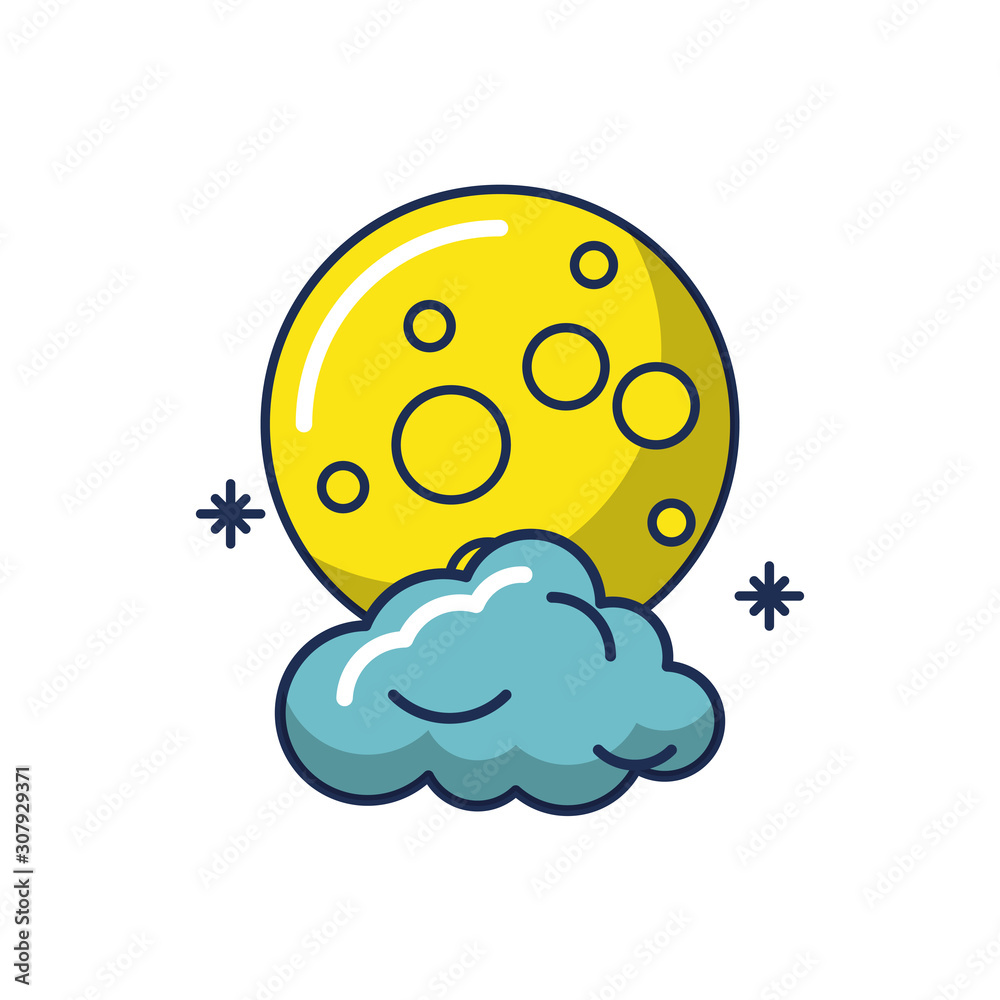 moon cloud weather astrology line and fill image moon cloud weather astrology line and fill image