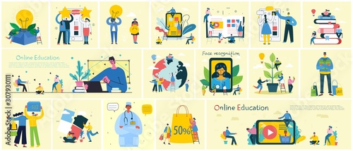 Health care and Online doctor concept. Medical modern flat vector concept digital illustration of Online doctors, Sport people, Doctor online, Healthy food and diet plan backgrounds