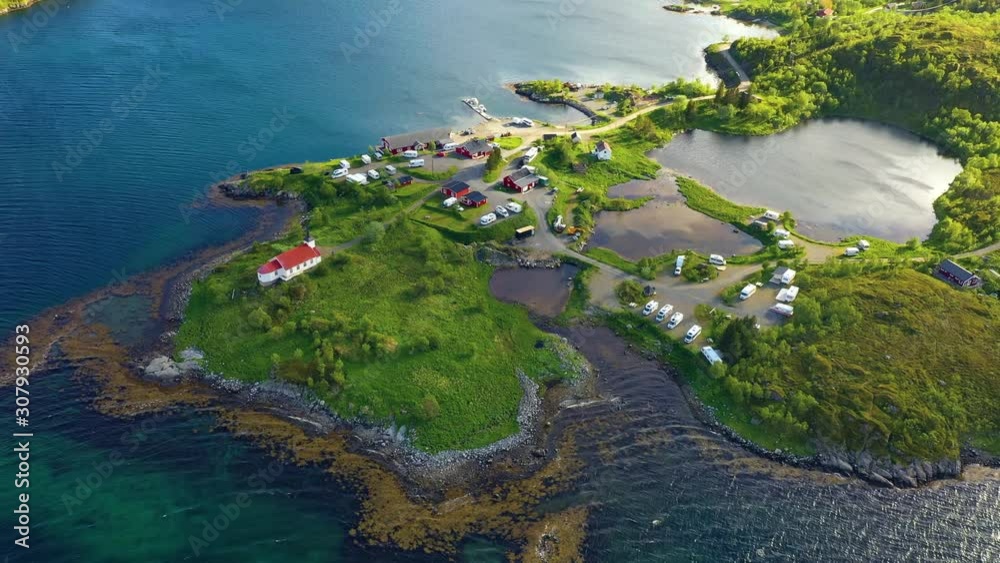 Beautiful Nature Norway Aerial view of the campsite to relax. Beautiful Nature Norway Aerial view of the campsite to relax.