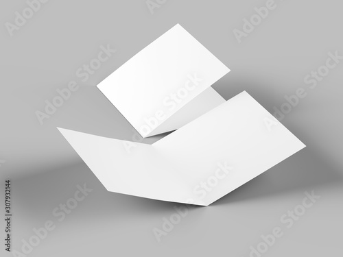 Brochure in square format folded to two - mockup. 3d illustration