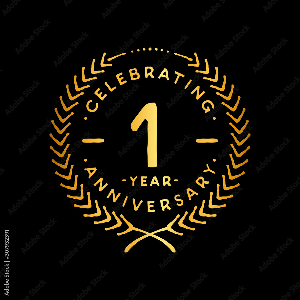 Fototapeta premium 1 year design template. 1st vector and illustration.