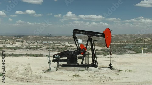 Aerial Of Crude Oil Pump extracting from the ground. Buttonwillow, California, USA. 11 April 2019