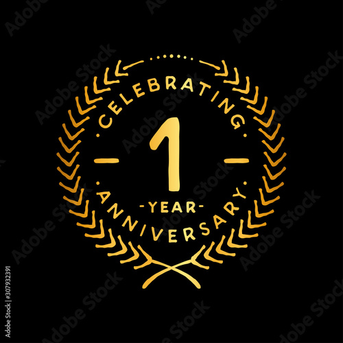 1 year design template. 1st vector and illustration.