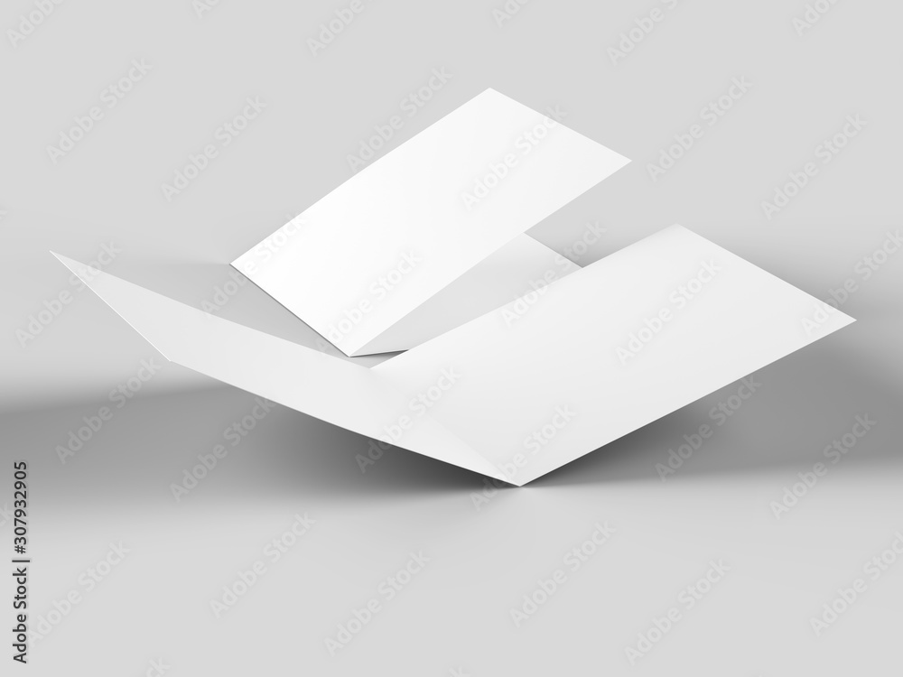 Brochure in square format folded to two - mockup. 3d illustration