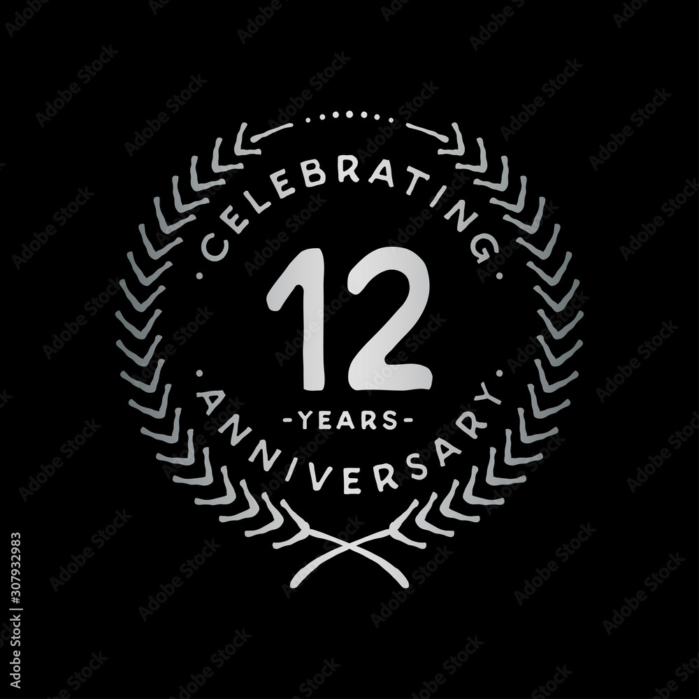 12 years design template. 12th vector and illustration.