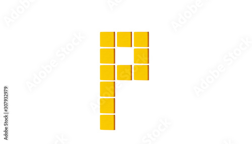 P , lettre jaune alphabet français