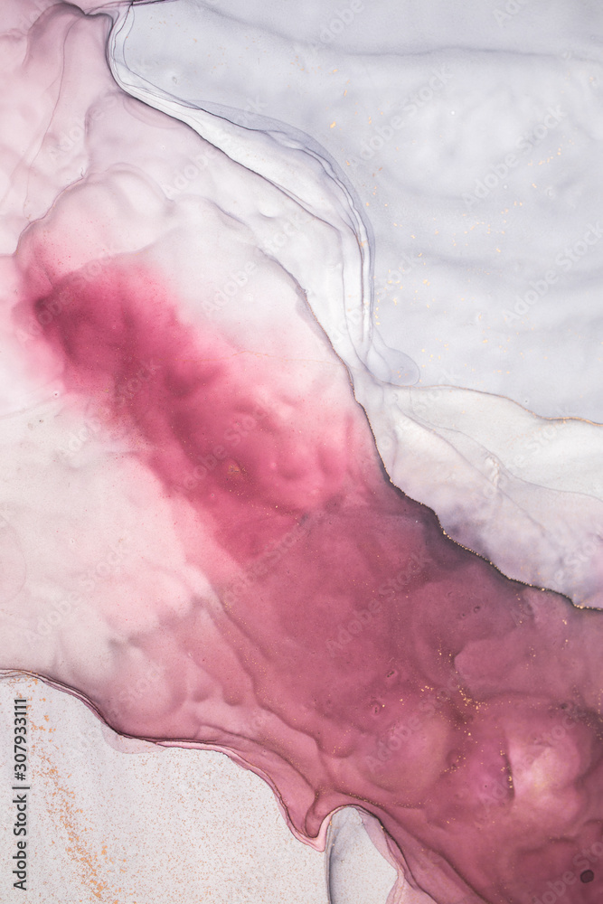 Naklejka premium Alcohol ink sea texture. Contemporary art. Abstract art background. Multicolored bright texture. Fragment of artwork. Modern art. Inspired by the sky, as well as steam and smoke. Trendy wallpaper.