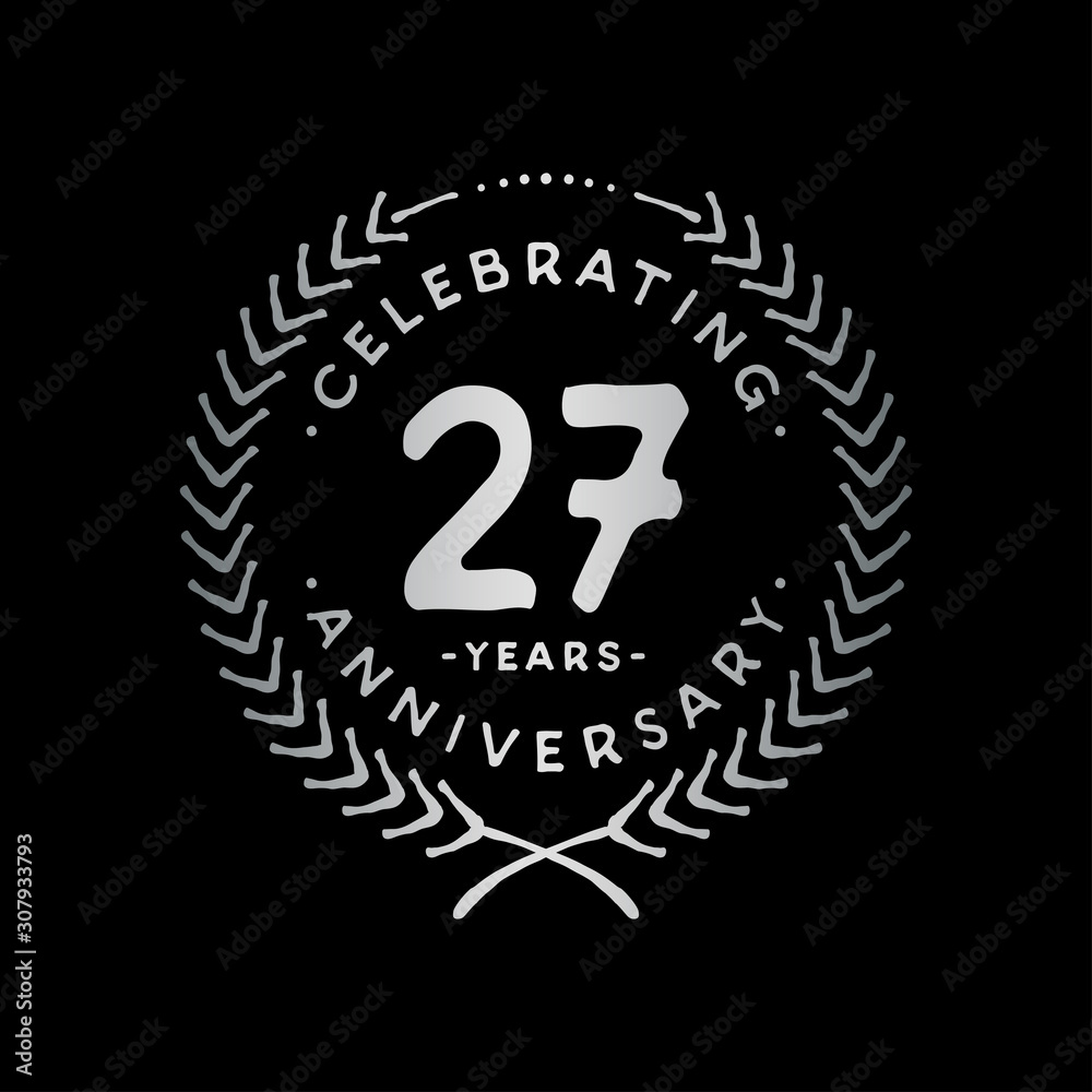 27 years design template. 27th vector and illustration.