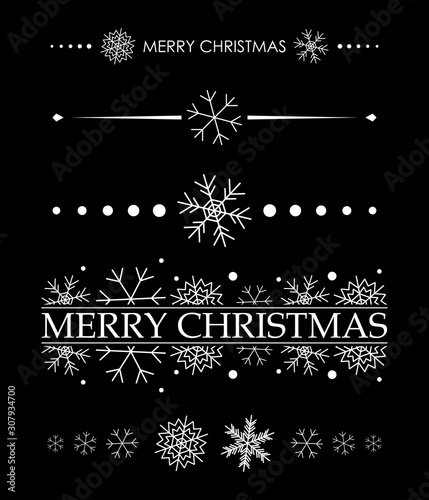 white decorations with snowflakes - merry christmas - vector set