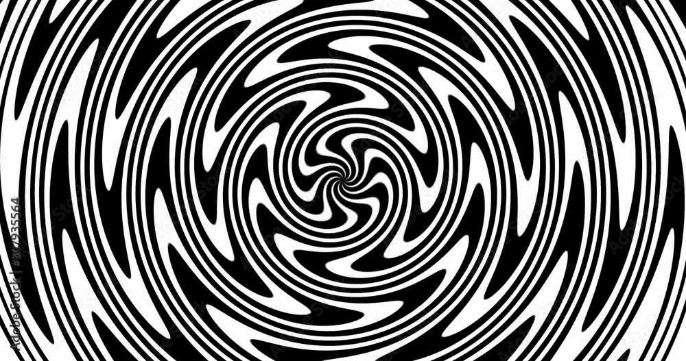 Abstract CGI motion background with expanding/collapsing black concentric shapes on white background (4k 4096x2160 25fps).