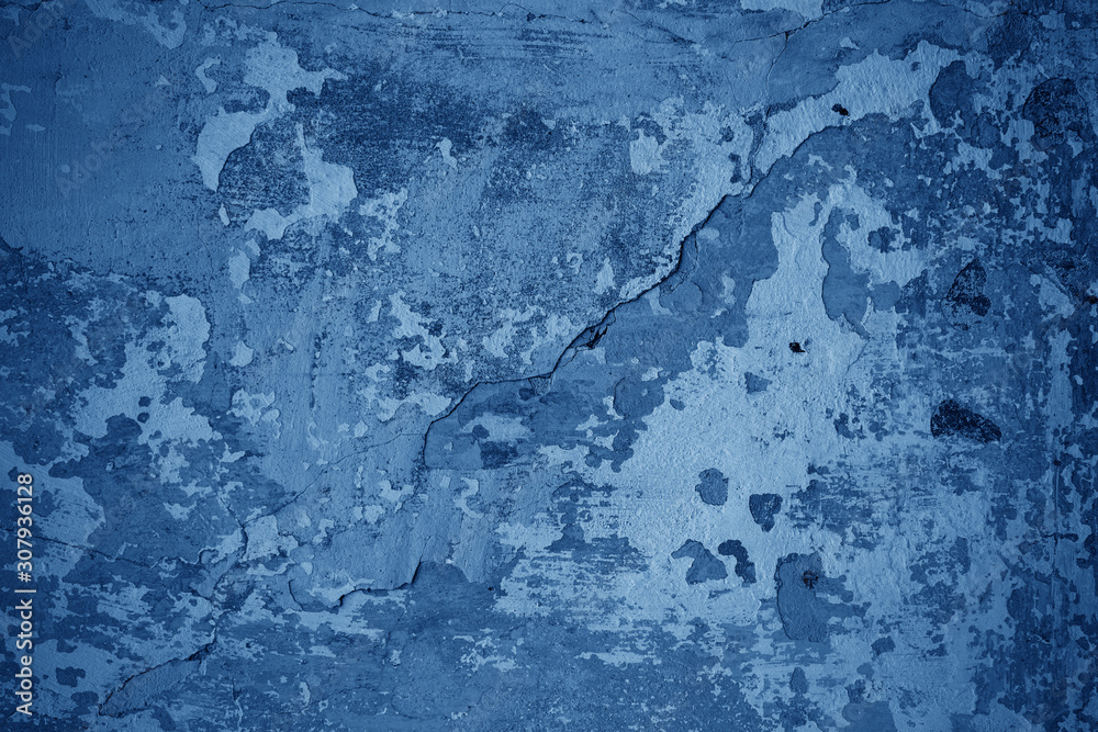 Year 2020 abstract stucco classic background. Texture of the old concrete wall in blue.