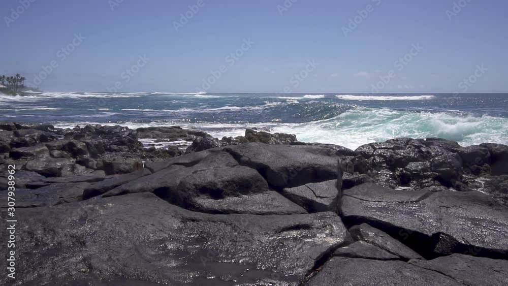 Salty Ocean Waves in Slow Motion Crashing Ashore