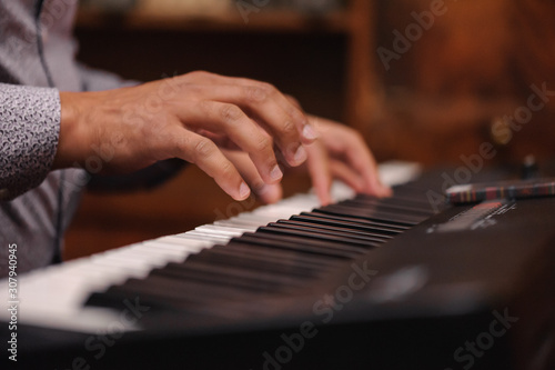 Piano tuning sound before jazz concert