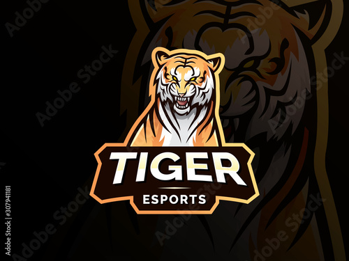 Tiger mascot sport logo design