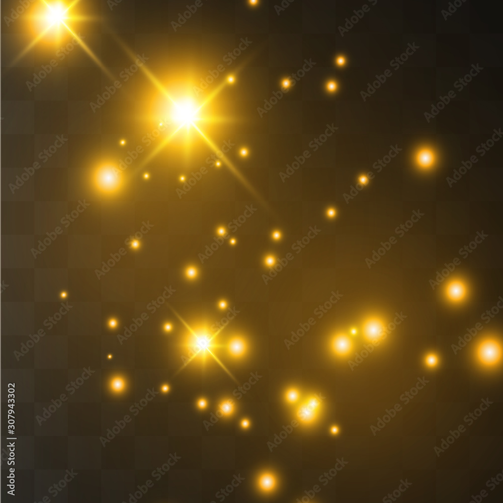 Yellow sparks, stars 