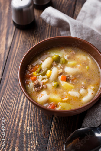 Soup with vegetable and minced meat