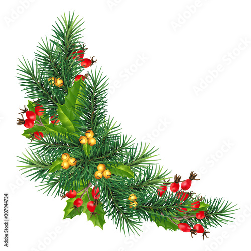 Christmas and New Year border of realistic branches of Christmas tree, Element for festive design .Eps 10 © 151115