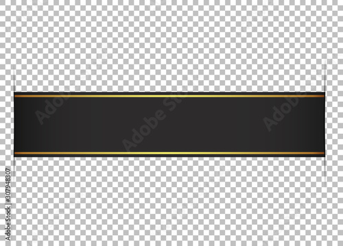 black ribbon banner on transparent background