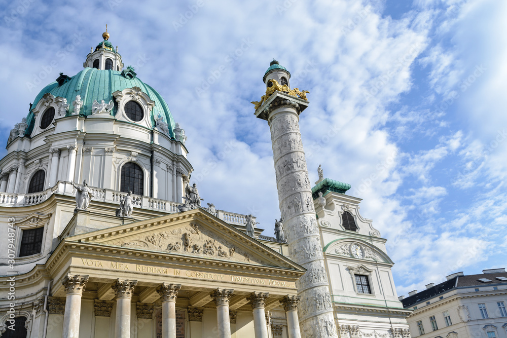 Karlskirche is located on the edge of the Inner City district near Ringstrasse. After the plague, Emperor Charles VI of Habsburg built a church in honor of the Catholic saint Carlo Borromeo.