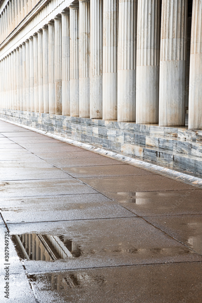 Details of the Ancient columns of the Stoa of Attalos at the ancient agogra in Athens Greece,