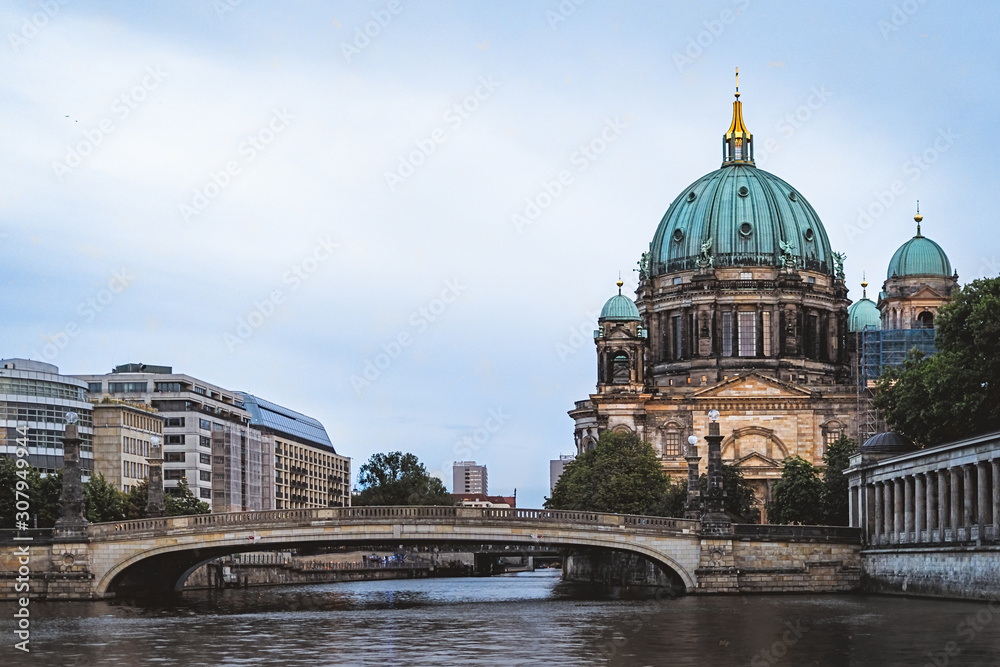 Berlin Cathedral Berliner Dom and Spree River bridge Berlin Germany