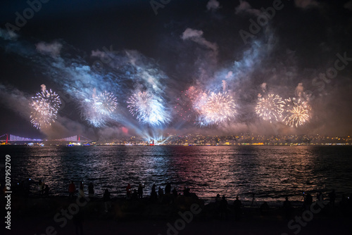 firework and light show in the boshporus
