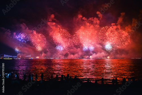 firework and light show in the boshporus