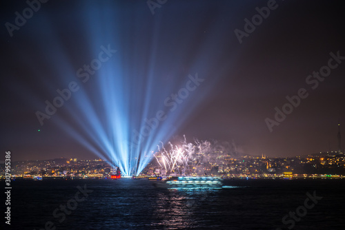 firework and light show in the boshporus