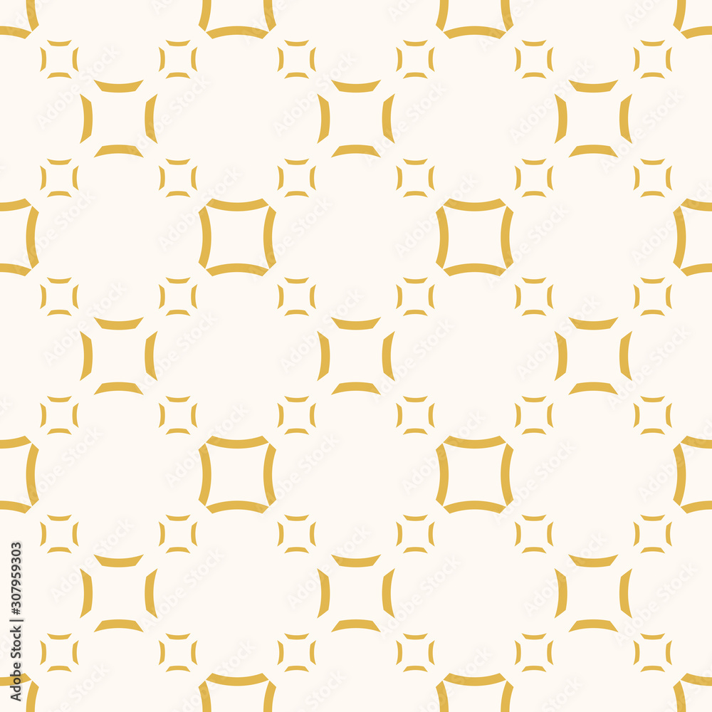 Vector geometric seamless pattern. Simple texture with small linear squares, grid. Abstract repeat background in yellow and white colors. Retro style minimal design for decor, wallpaper, cloth, print