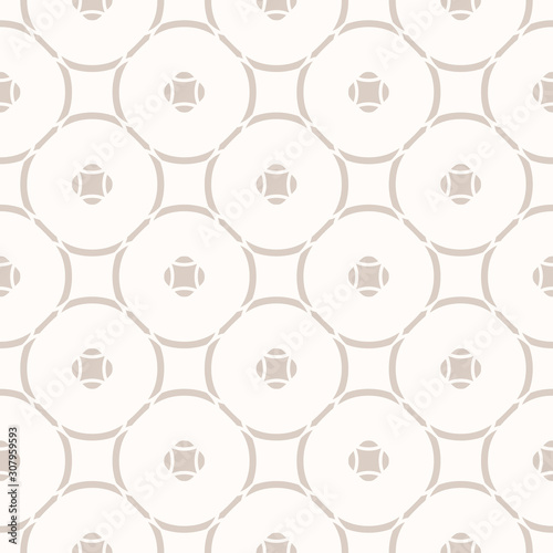 Subtle vector geometric seamless pattern with thin circular grid. Simple modern abstract background. Pastel texture in neutral colors  light beige and brown. Delicate repeat design for decoration