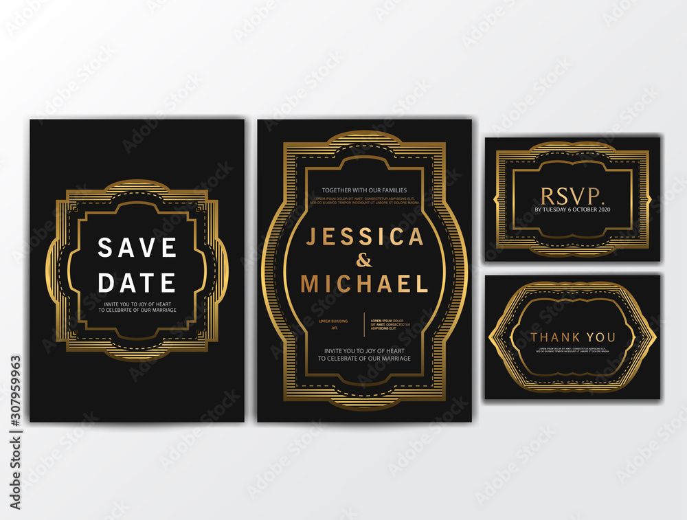 Wedding Invitation Cards with Golden Color