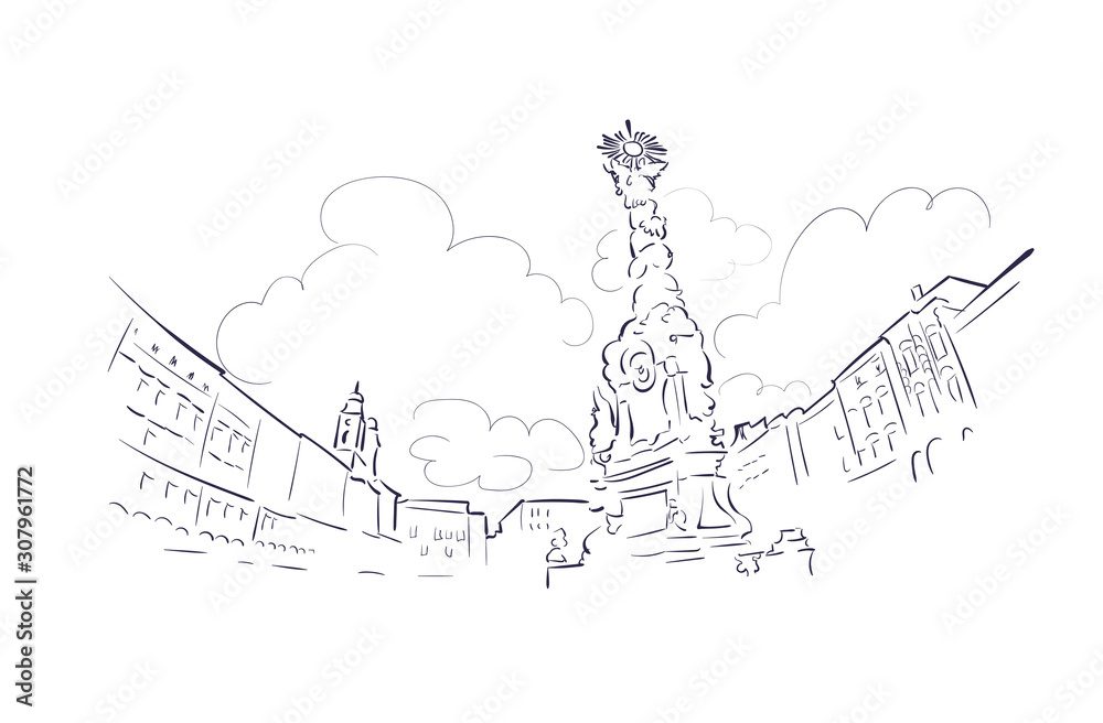 Linz Austria Europe vector sketch city illustration line art Stock