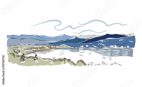 Klagenfurt Austria Europe vector sketch city illustration line art