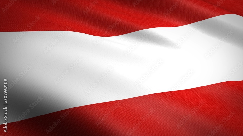 Flag of Austria. Realistic waving flag 3D render illustration with highly detailed fabric texture. Flag of Austria. Realistic waving flag 3D render illustration with highly detailed fabric texture.