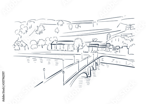 Namur Belgium Europe vector sketch city illustration line art