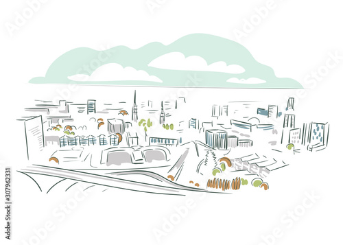 Coventry United Kingdom Europe vector sketch city illustration line art