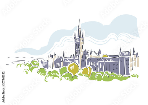 Glasgow United Kingdom Europe vector sketch city illustration line art