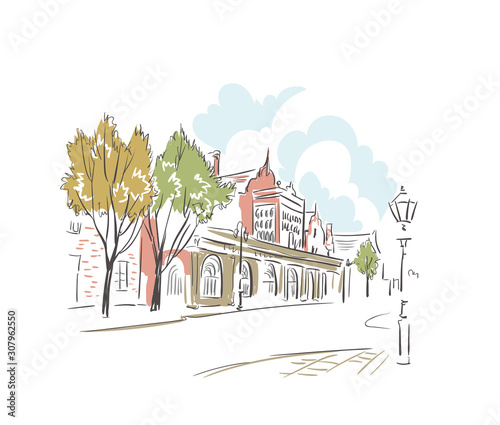 Stoke on Trent United Kingdom Europe vector sketch city illustration line art