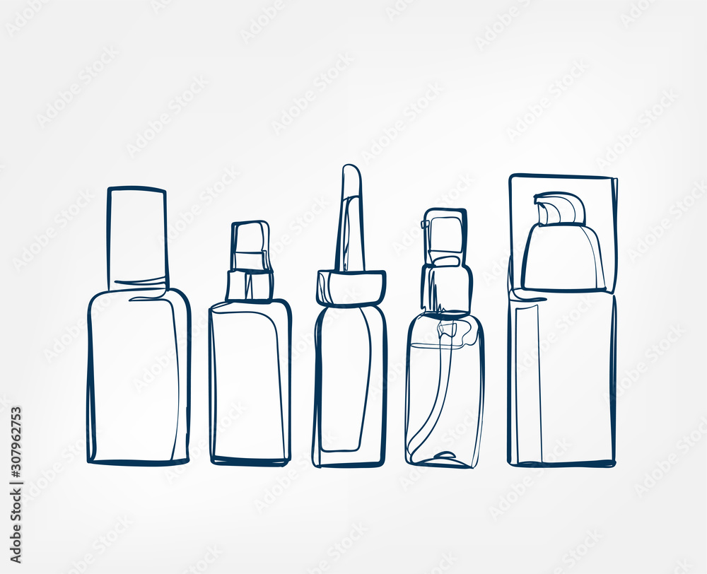 liquid cream cosmetics jars line art sketch outline isolated design element cosmetics vector liquid cream cosmetics jars line art sketch outline isolated design element cosmetics vector