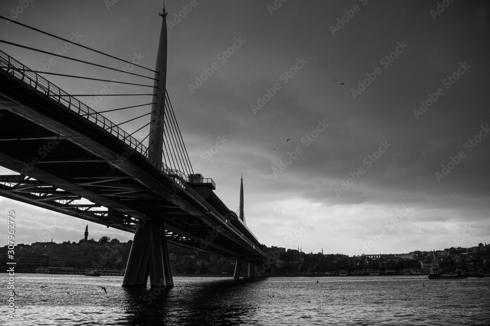 skyline of istanbul and modern bridge skyline of istanbul and modern bridge