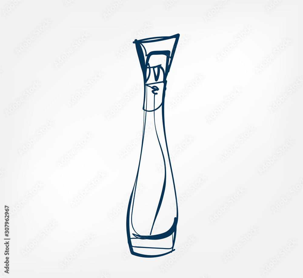 perfume line art sketch outline isolated design element cosmetics vector