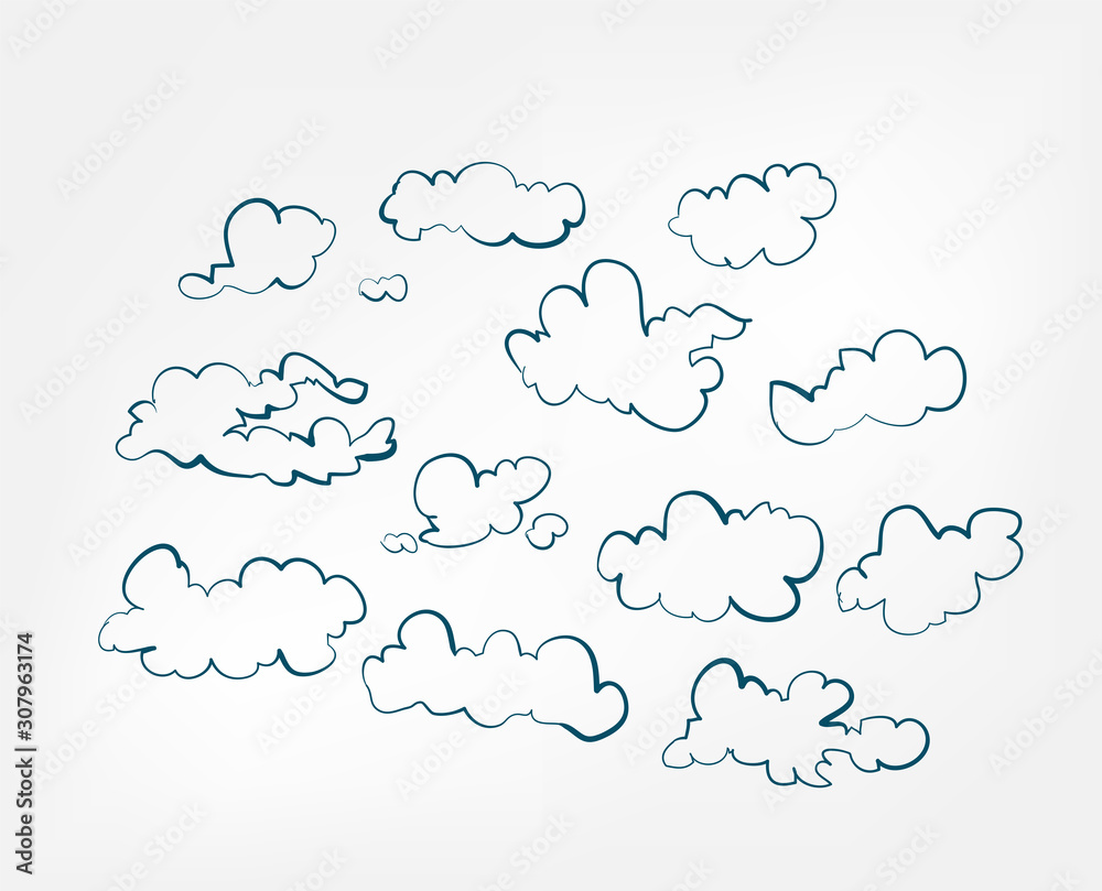 sky clouds one line vector set isolated sky clouds one line vector set isolated