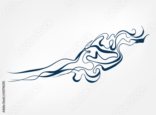 smoke line art sketch outline isolated design element cosmetics vector