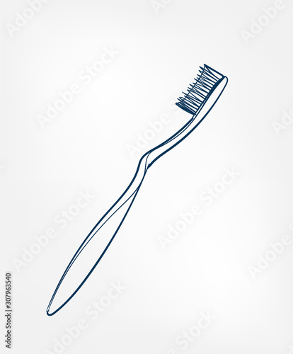 toothbrush line vector clip art isolated cosmetics