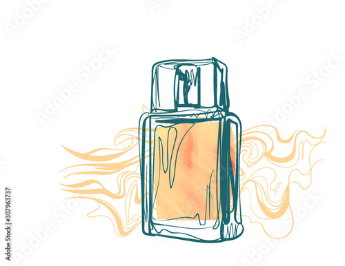 perfume line art sketch outline isolated design element cosmetics vector