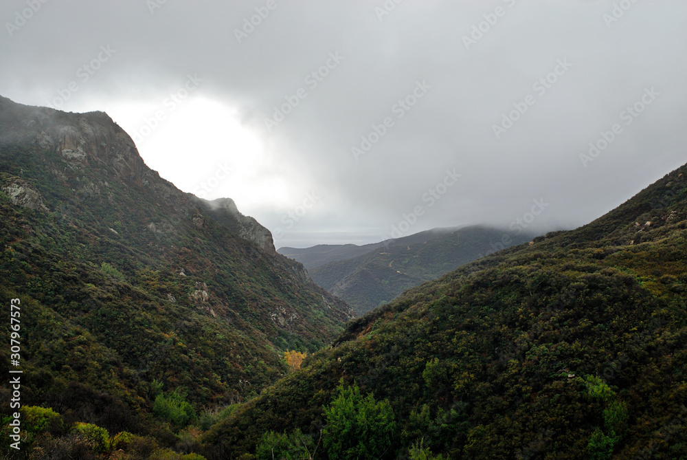 Looking through the valley to the ocean below.