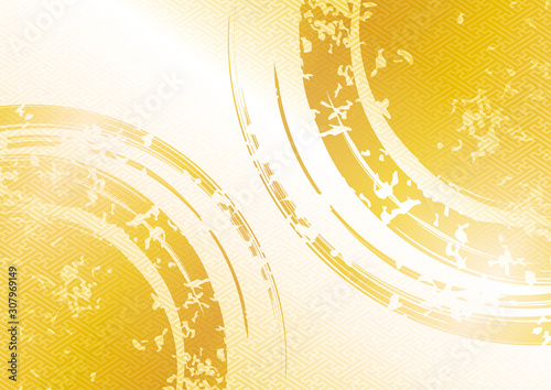 和柄背景　円　紗綾　金