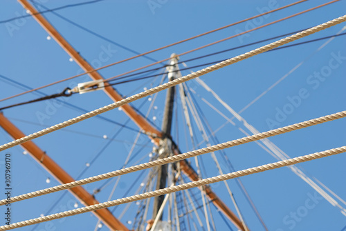 Rigging from a classic historic sailboat.