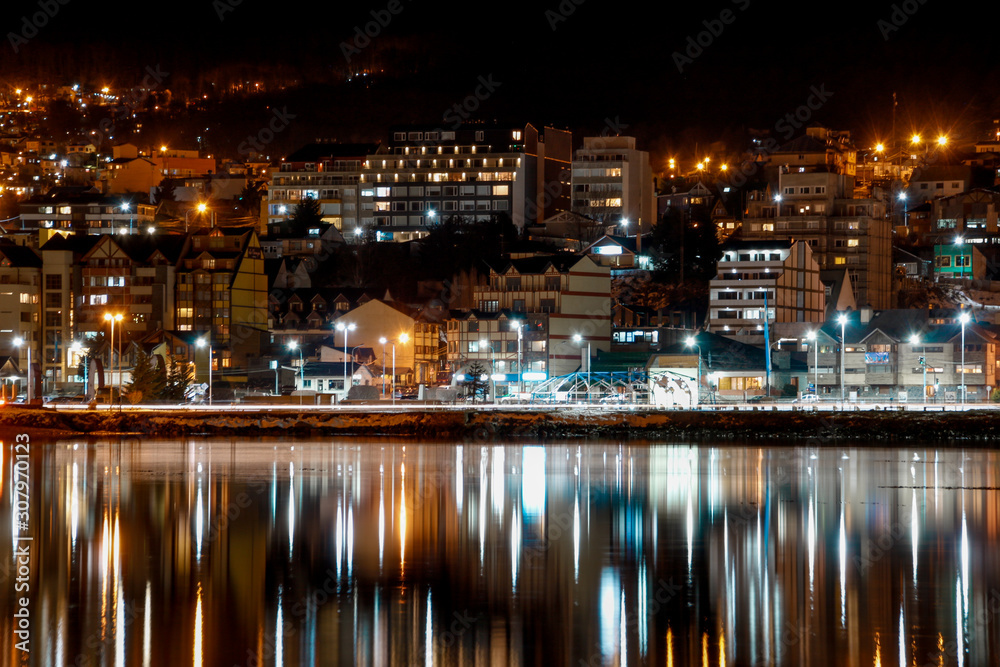 Night in the city of Ushuaia